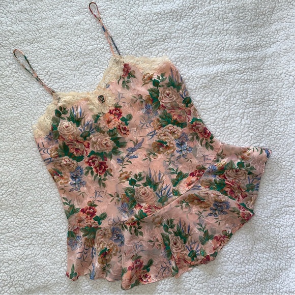 Vintage Gold Label Victoria’s Secret lace nightie nightgown slip floral pink L - Picture 9 of 9